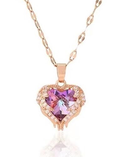 La Mejor Recopilación de Collares para Dama . 44 Collar mujer oro rosa corazón elegante dije colgante chapado en oro 18 K con zirconia cúbica regalo novia esposa mama cumpleaños aniversario