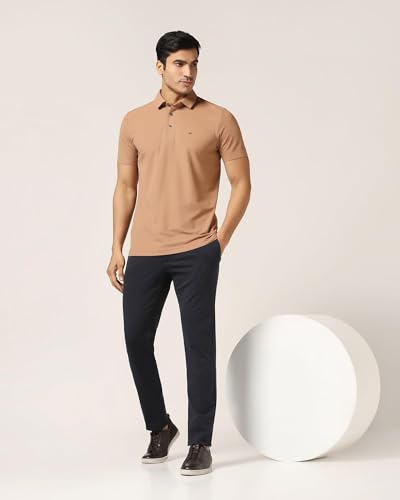 Image of Blackberrys Men's Blue Slim Fit Solid Regular Trousers