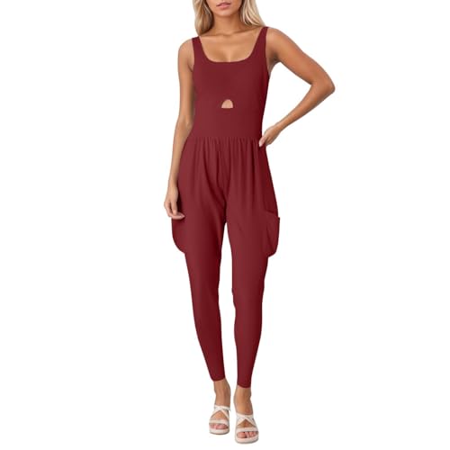 Traje de yoga para mujer mono de verano holgado deportivo de color sólido