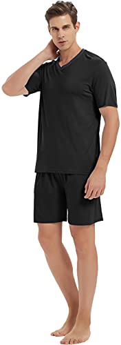 Image of MoFiz Mens Pajamas Set Short Sleeve PJ's Sleep Lounge Sleepwear Cool Pyjama Summer Sets Comfortable Lightweight