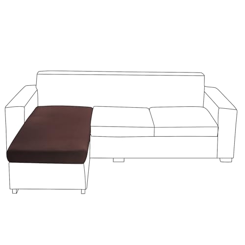 Image of HOKIPO 100% Waterproof Elastic 140gsm Chaise Cover Sectional Couch Covers for L Shaped Sofa, 1 Piece Chaise Cover, Brown (AR-5355-BRN)