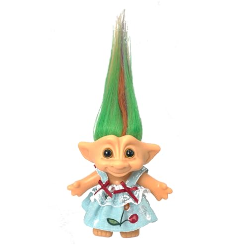Vintage Troll Dolls, Retro Troll Doll Chromatic Adorable for Collections, School Project, Arts and Crafts, Party Favors- 7.5' Tall(Include The Length of Hair) (Light Blue)