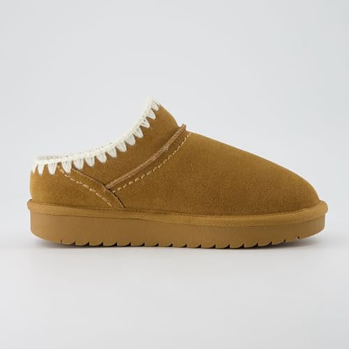 CUSHIONAIRE Homemade Women’s Suede Mule Slippers with Memory Foam & Warm Faux Fur Lining – Wide Widths, Indoor/Outdoor Use4