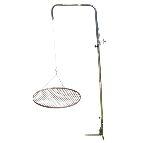 Edelstahlrohr Grillgalgen + 70 cm Edelstahl Grillrost/nur 10 mm lichter Stababstand/Schwenker Schwenkgrill Geschenk Geburtstag Weihnachten