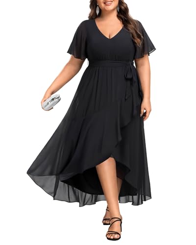 Talisea Mother of Bride Maxi Dress Plus Size Formal Gown Evening Party Black High Low Wedding Guest Long Dress Cocktail