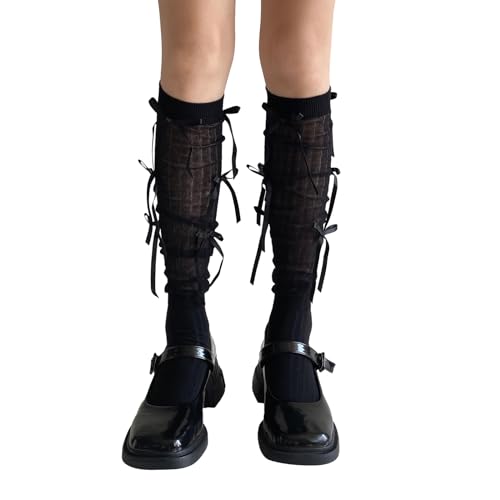lisenraIn Women Teen Girls Over the Knee Socks Cute Bow Trim Thigh High Stockings Kawaii Lolita Patchwork High Socks