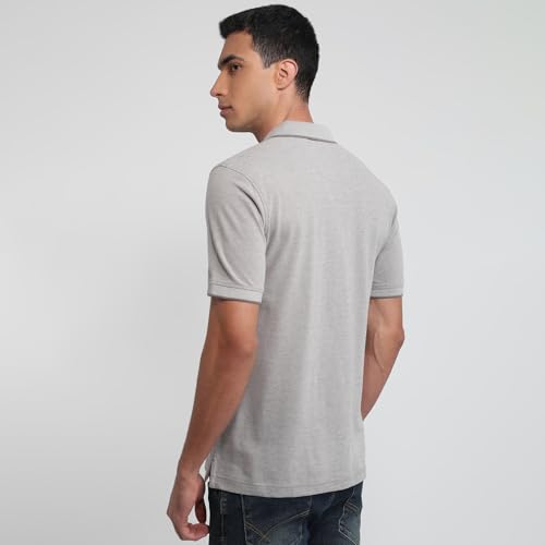 Image of Raymond Men Modern Fit Solid Pattern Pure Cotton Polo Neck Half Sleeve Casual T-Shirt