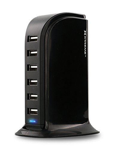 Xtreme Cables Multi-Port 6 USB Desktop Charge Tower (Black)