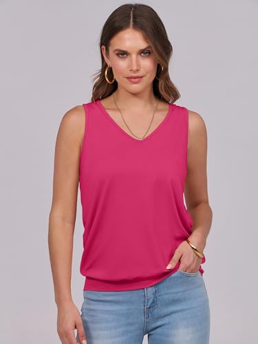 Image of ANRABESS Women Tank Tops Summer V Neck Sleeveless Casual Loose Fit Cute Cami Basic T Shirts Solid Tees 2026 Trendy Outfits
