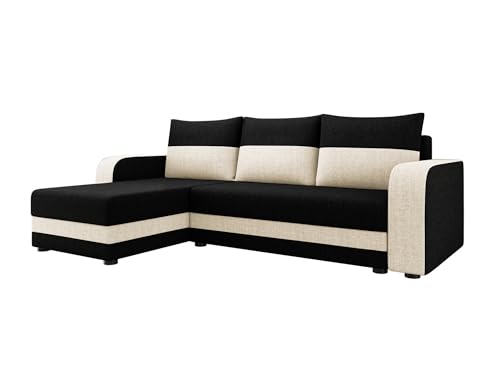 Bestmobilier Harvey - Canapé d'angle réversible 4 Places Convertible avec Coffre en Tissu Bicolore