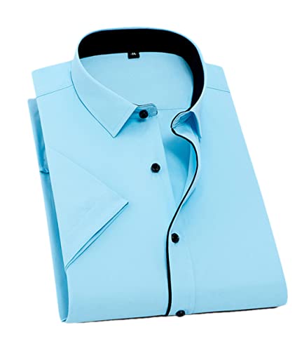 Chemise d'été à manches courtes pour homme REHJJDFD couleur unie avec poche taille XXL