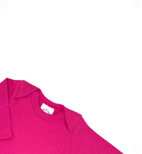 Kit Com 3 Bodies Manga Longa Para Bebê Menino Menina 100% Algodão (ROSA CHICLETE/ROSA PINK/BRANCO, P