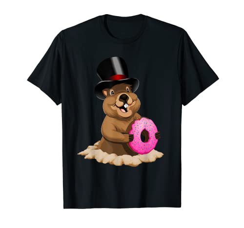 Funny GroundHog Day Donut Camisa Lindo Regalo Sombra Hombres Mujeres Camiseta