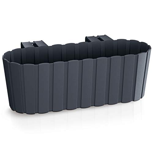 Preisvergleich Produktbild Prosperplast Boardee Hook Blumenkasten Balkonkasten Blumentopf Pflanzkasten 4,9L 383x212x130mm (Anthrazit)
