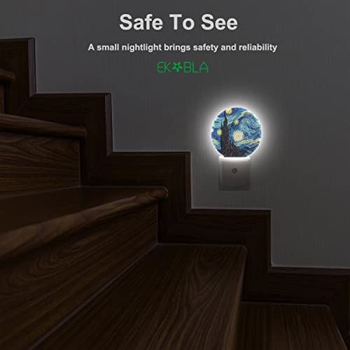 Image of EKOBLA Van Gogh Starry Night Night Light, Art Night Lights Plug Into Wall with Auto Sensor, 0.5W Sleep Friendly for All Ages