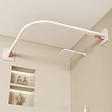 Qgtxf Verstellbare Ecke Dusche Vorhangstange, L-förmige Vorhangschiene Edelstahl Bohrfrei/Bohren für Badezimmer, Badewanne, Kleidungsgeschäft(White,50-70 * 80-130cm)