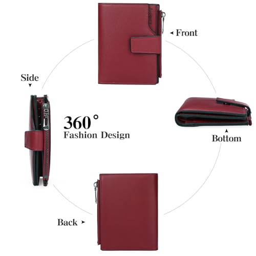 Image of Small Women Wallet Ladies Billfold Card Holder with Zipper Coin Pocket