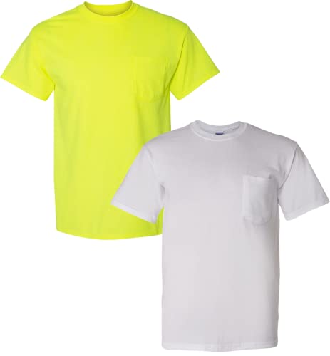 T-shirts Gildan DryBlend avec poche, lot 2, vert/blanc, petit
