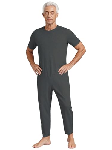 Pyjama sanitaire manches courtes à zippé pour personnes âgées