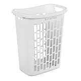 Large White Plastic Laundry Hamper – Rectangular Open Top Clothes Basket with Ventilation, Lightweight Durable Bin for Bedroom, Bathroom, Closet or Dorm Us