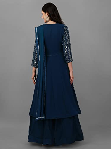 TRENDMALLS Women's Georgette Anarkali Front Slit Indian Pakistani Kurta Lehenga Suit Set2