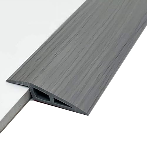 5 cm Tira de Umbral de Alfombra PVC con Veta de Madera, Borde de Transición de Laminado Autoadhesivo a Azulejo para una Altura Entre 7-11 mm(Gray,300cm/118inch)