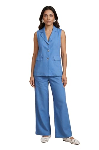 Image of Dorothy Perkins Petite Wide Leg Trouser, 14, Blue
