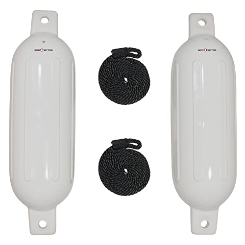 Image of Extreme Max 3006.7201 BoatTector Fender Value 2-Pack, 6 inch x 22 inch - White