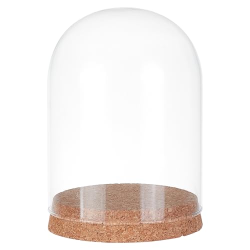 BENECREAT 13.4x10cm Glass Display Dome Cloche, Glass Bell Jar Display Dome Glass Decorative Jars with Cork Base for Flower Plants, Specimens, Crafts Decorations, ID: 9.5cm