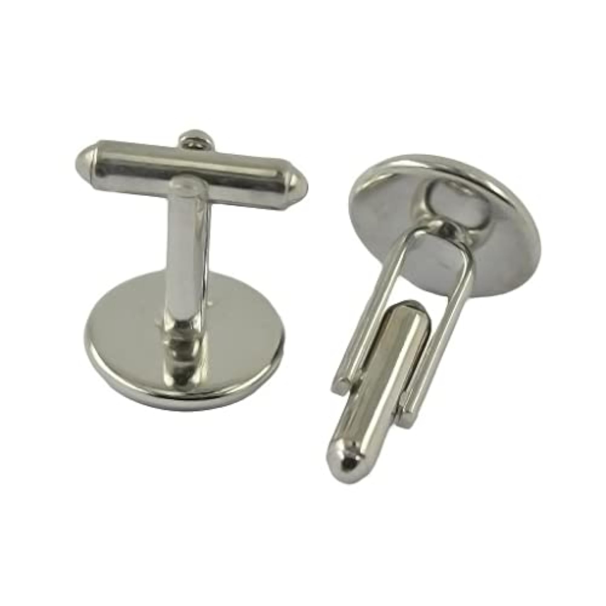 Round Blank Bezel Setting Base Cuff Links DIY Silver