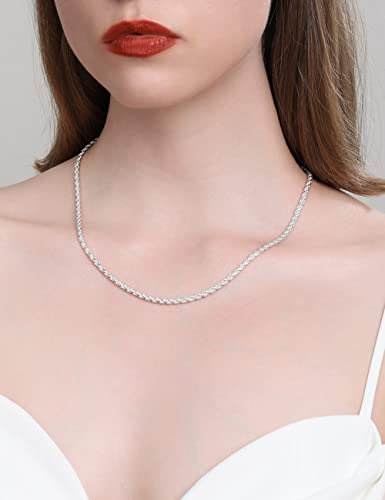 925 Sterling Silver Rope Chain Lobster Clasp 2/2.5/3/4/5mm Gold/Silver Chain for Men Women Silver Necklace Chain 16/18/20/22/24/26/30 Inches4