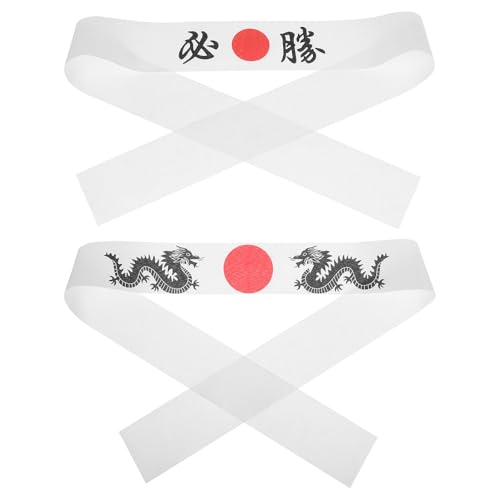 Toyvian 2 piezas Diadema Japonesa Hachimaki de Banda para Cabeza de Samurái y Chef Transpirable de Poliéster Accesorios para Cocina y Artes Marciales