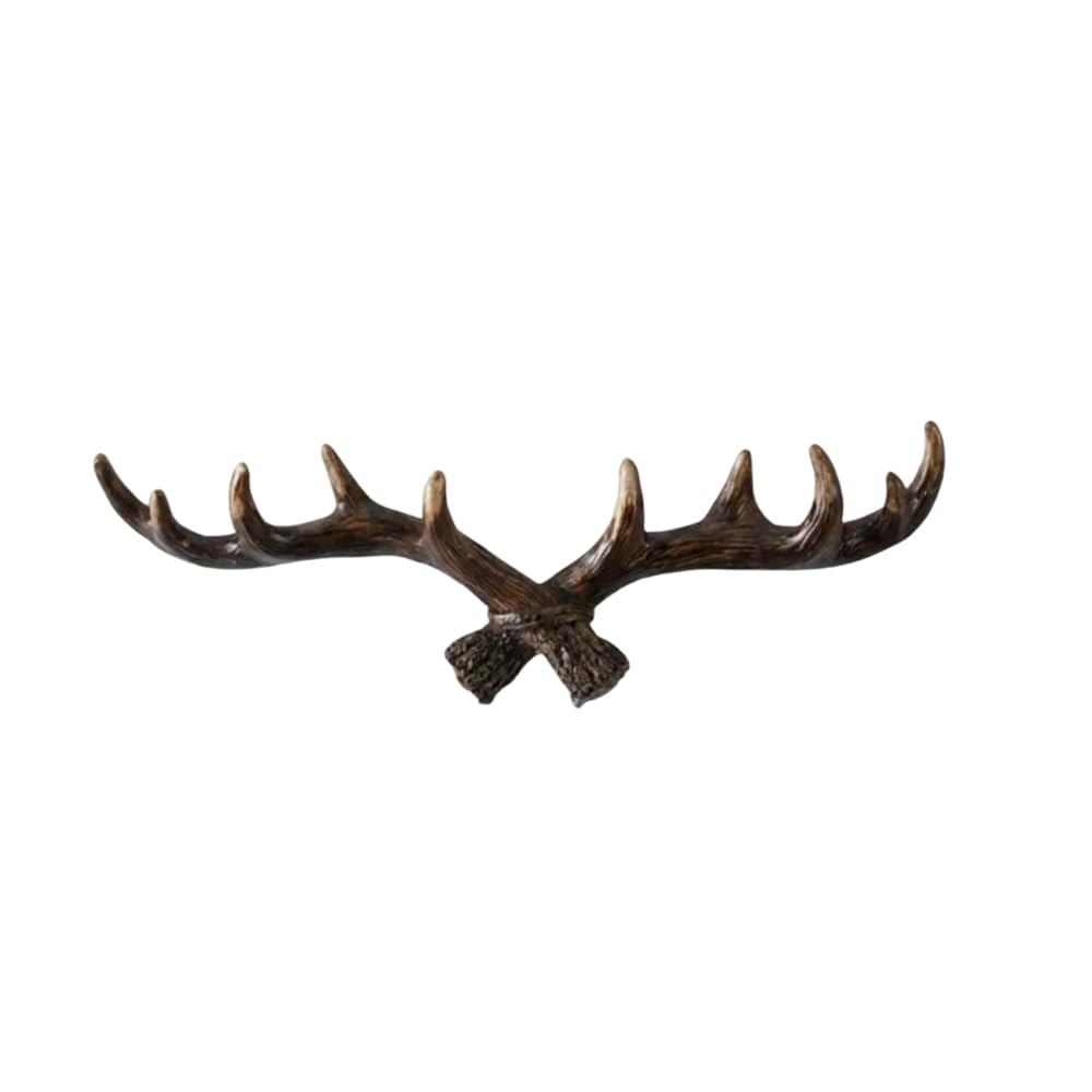 BUYSHIRE Resin Deer Antler Wall Hook Coat Rack Heavy Duty Faux Stag Antlers Wall Hanger Towel Rack Wall Mounted Hat Holder Key Rack Entryway Mudroom Woodland Hunting Lodge Cabin Decor