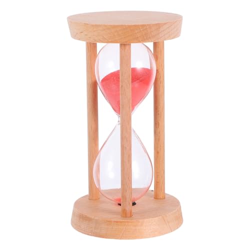 LIFKOME 計マー 木製フレームのシンプル丸型砂時計 赤色 用学習管理 キッチンや教室のインテリア実用的なダウンツール