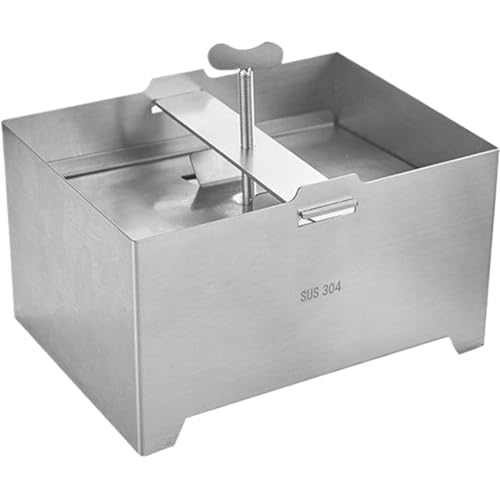 livre Meooyo Tofu Press, Moule à Tofu en Acier Inoxydable Robuste avec Trou de Drain et Plateau Goutte