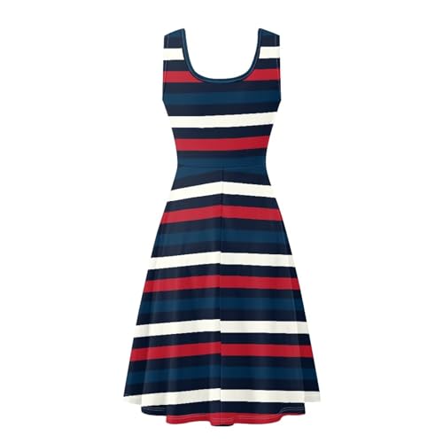 Image of Women Stylish Tank Dresses Sleeveless Round Neck Midi Casual Dress with Pocket for Summer