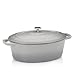 Produktbild kela Bräter Gusseisen oval 6 Liter, Dutch Oven CALIDO, Induktion Gussbräter mit Deckel, Gusseisen Topf Brot backen, emailliert, hellgrau