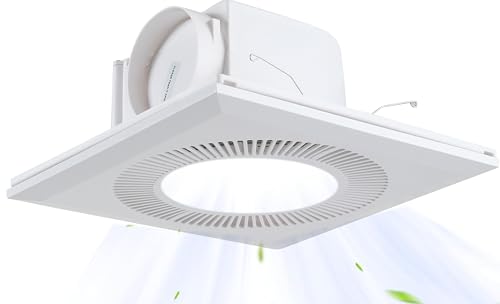 yeler Bathroom Exhaust Fan with Light DC Energy-Saving Bathroom Ventilation Fan, Ceiling Mount Vent...
