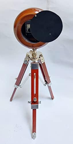 NORVILLE® Wooden and Brass Antique Metal Tripod Floor Clock with Stand (18 Inches)