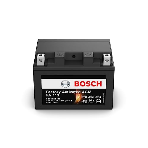 Bosch FA113 - Batería para Motocicletas AGM - 12V 220A 11,2Ah - Adecuada para motocicletas, motos de enduro, scooters, quads, motos de agua - Compatible M6017, BTZ14S