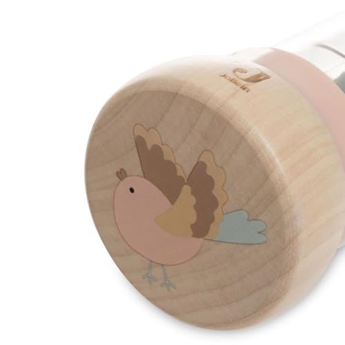 Regenmacher Rassel Baby aus Holz personalisierbar mit Name graviert Greifring für Baby Geschenk zur Geburt (Rosa)