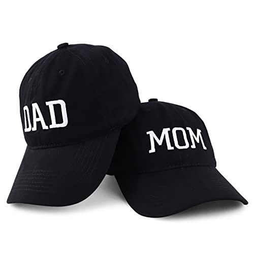 Image of Trendy Apparel Shop Capital Mom and Dad Soft Cotton Couple 2 pc Cap Set