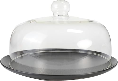 Couvercle en Verre Borosilicate pour Micro-Ondes, Anti-éclaboussures, Cloche Multifonction pour gâteau, poignée Ergonomique, Compatible Lave-Vaisselle (transparent,18cm)
