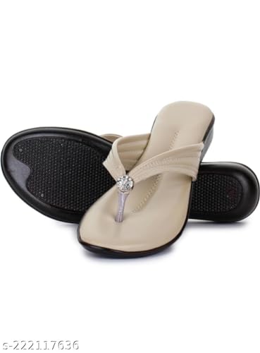 Image of Km Footwear Flat Slipper Sandals for Women Girls Casual Simple and Attractive Flats for Ladies with Padded Bottom