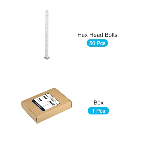 Image of METALLIXITY Hex Head Bolts (1 /4-20 x 4) 50Pcs, 304 Stainless Steel 18-8, Fully Threaded, External Hex Drive, Plain Finish, Hex Head Screw Bolt, Silver