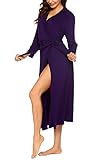 Ekouaer Women Kimono Robes, Lightweight Soft Cotton Sleepwear Robes Ankle Long Knit Bathrobe Ladies Loungewear