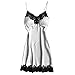 Generic womens fashion Women Sexy Lingerie Sleepwear V Neck Satin Lace Chemise Nightgown Negligee Spaghetti Strap Dress Silk Slip Nightwear, XX-Large, A02_white