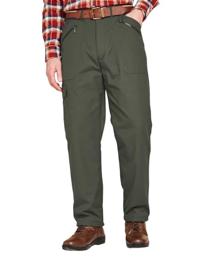 Chums Men's Fleece-Lined Action Trousers Versatile and Warm Mens Pants Casual Style Great for Outdoor Activities Olive 36W / 29L