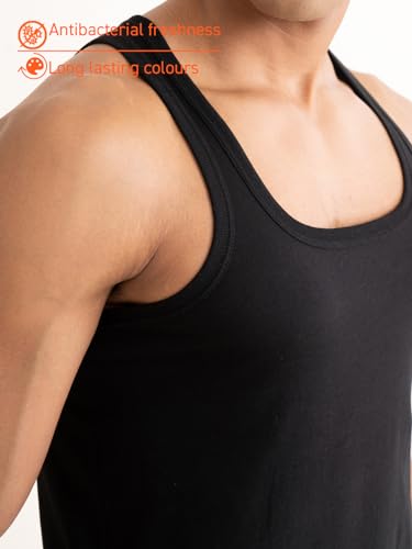 Image of DAMENSCH Neo-Cotton, Anti-Bacterial, Square Neck, Shape Retaining Vest, 100% Cotton Banyan for Men, Buttery Soft Inner Baniyan