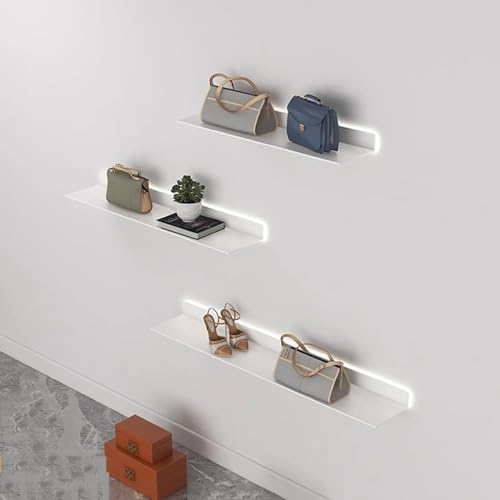 Étagère murale lumineuse en stratifié blanc avec fixation invisible